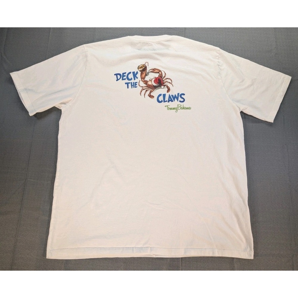 Tommy Bahama Mens XXL Deck The Claws Crab Graphic T Shirt White Christmas